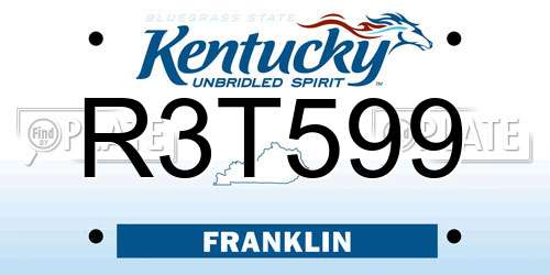 R3T599 Kentucky License Plate
