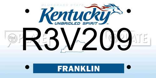R3V209 Kentucky License Plate