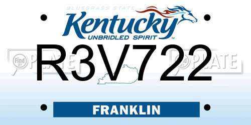 R3V722 Kentucky License Plate