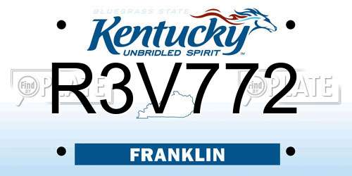R3V772 Kentucky License Plate