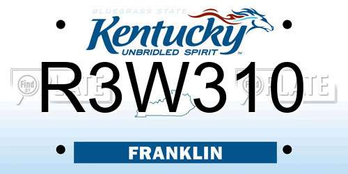 R3W310 Kentucky License Plate