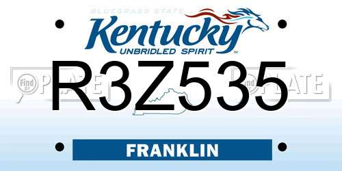 R3Z535 Kentucky License Plate