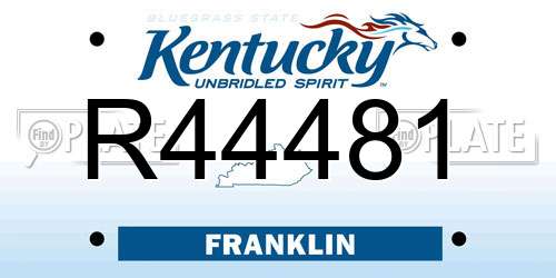 R44481 Kentucky License Plate