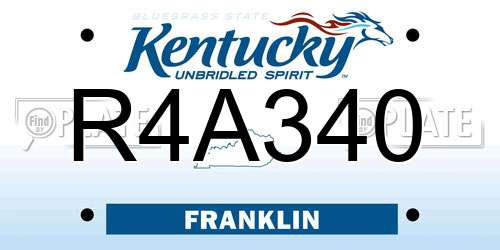R4A340 Kentucky License Plate