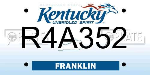 R4A352 Kentucky License Plate