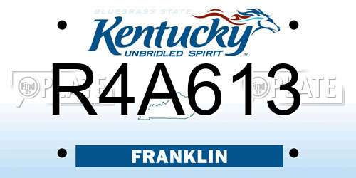 R4A613 Kentucky License Plate