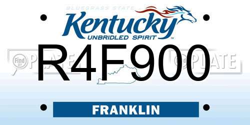 R4F900 Kentucky License Plate
