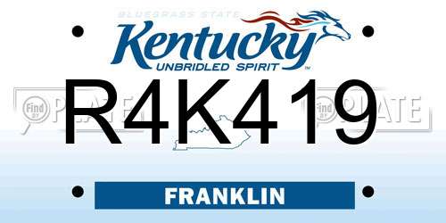 R4K419 Kentucky License Plate