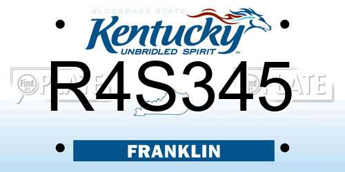 R4S345 Kentucky License Plate