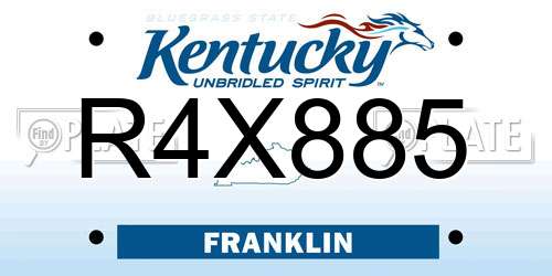 R4X885 Kentucky License Plate