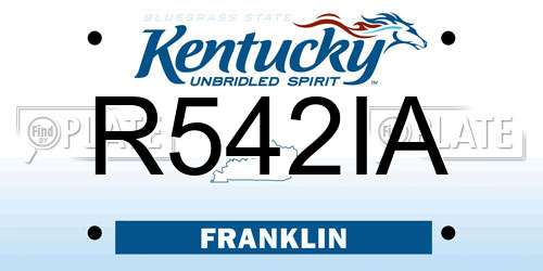 R542IA Kentucky License Plate