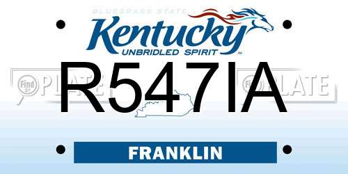 R547IA Kentucky License Plate