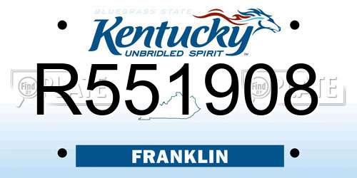 R551908 Kentucky License Plate