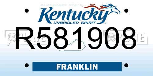 R581908 Kentucky License Plate