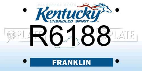 R6188 Kentucky License Plate