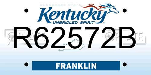 R62572B Kentucky License Plate