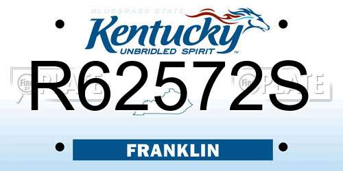 R62572S Kentucky License Plate