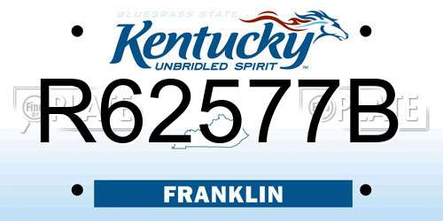 R62577B Kentucky License Plate
