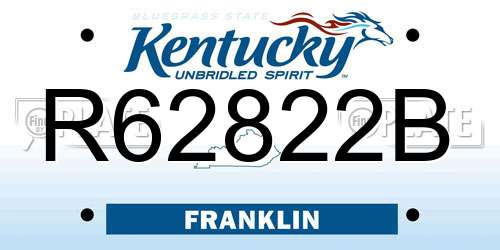 R62822B Kentucky License Plate