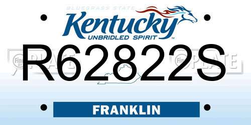 R62822S Kentucky License Plate