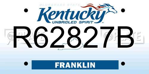 R62827B Kentucky License Plate