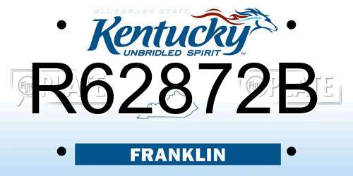 R62872B Kentucky License Plate