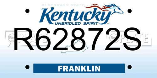 R62872S Kentucky License Plate