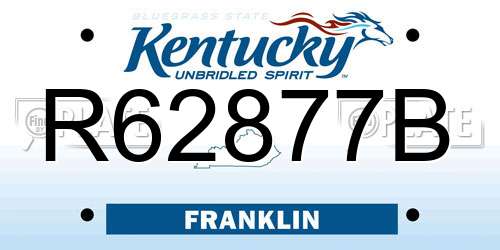 R62877B Kentucky License Plate