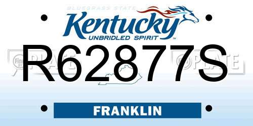 R62877S Kentucky License Plate