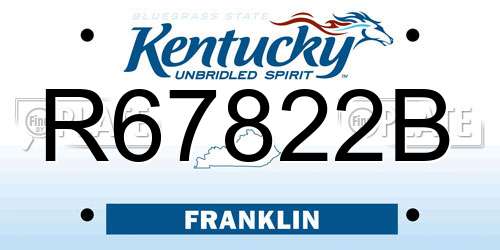 R67822B Kentucky License Plate
