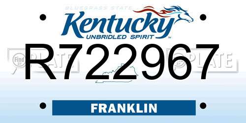 R722967 Kentucky License Plate