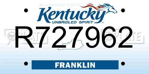 R727962 Kentucky License Plate