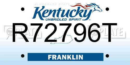 R72796T Kentucky License Plate