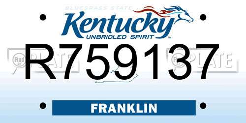 R759137 Kentucky License Plate