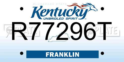 R77296T Kentucky License Plate