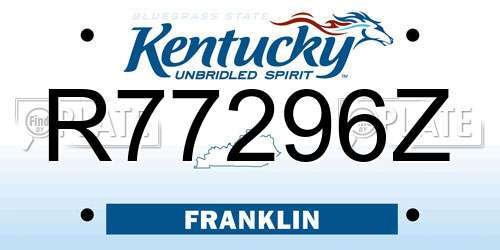 R77296Z Kentucky License Plate