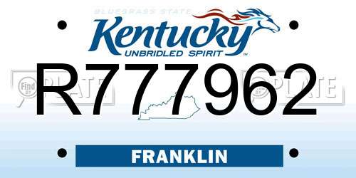 R777962 Kentucky License Plate