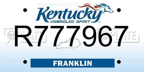 R777967 Kentucky License Plate