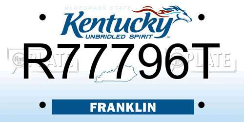 R77796T Kentucky License Plate