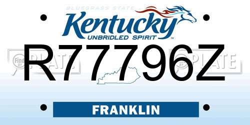 R77796Z Kentucky License Plate