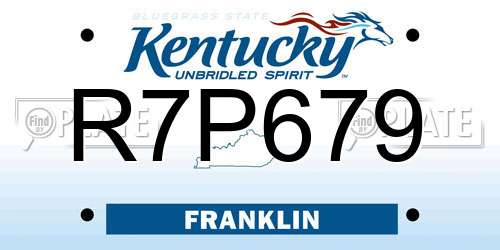 R7P679 Kentucky License Plate