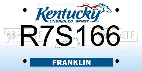 R7S166 Kentucky License Plate