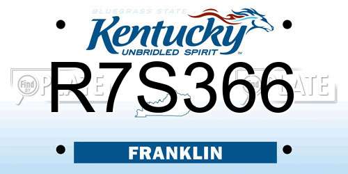 R7S366 Kentucky License Plate