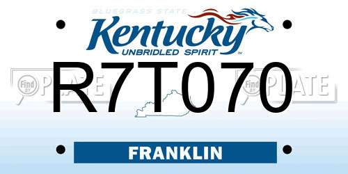R7T070 Kentucky License Plate