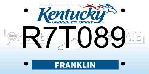 R7T089 Kentucky License Plate
