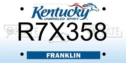 R7X358 Kentucky License Plate
