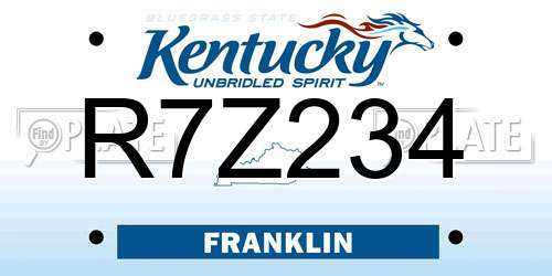 R7Z234 Kentucky License Plate