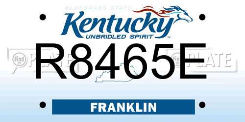 R8465E Kentucky License Plate