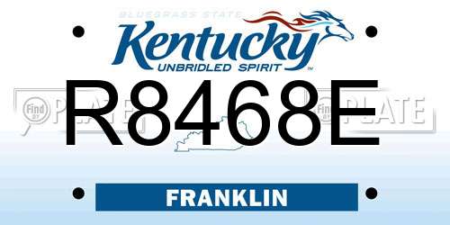 R8468E Kentucky License Plate
