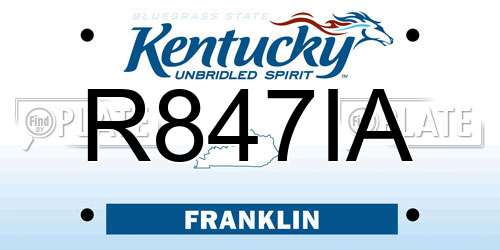 R847IA Kentucky License Plate
